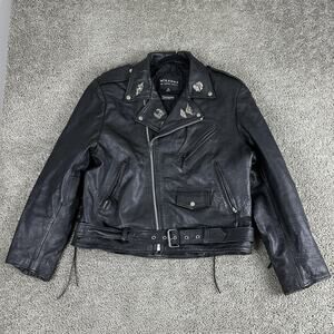 VTG Wilsons Leather Jacket Mens XL Biker Thinsulate Motorcycle Lined 90s W/ Pins